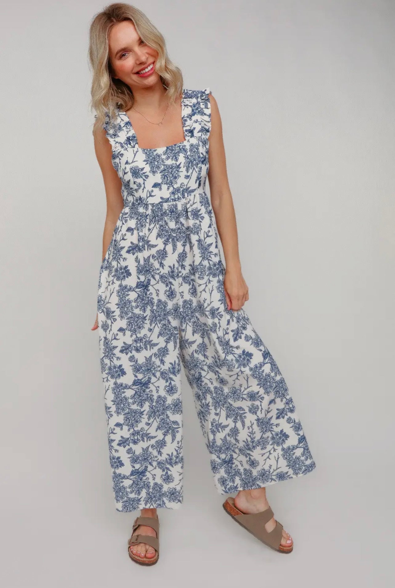Charlotte Floral Back Bow Jumpsuit