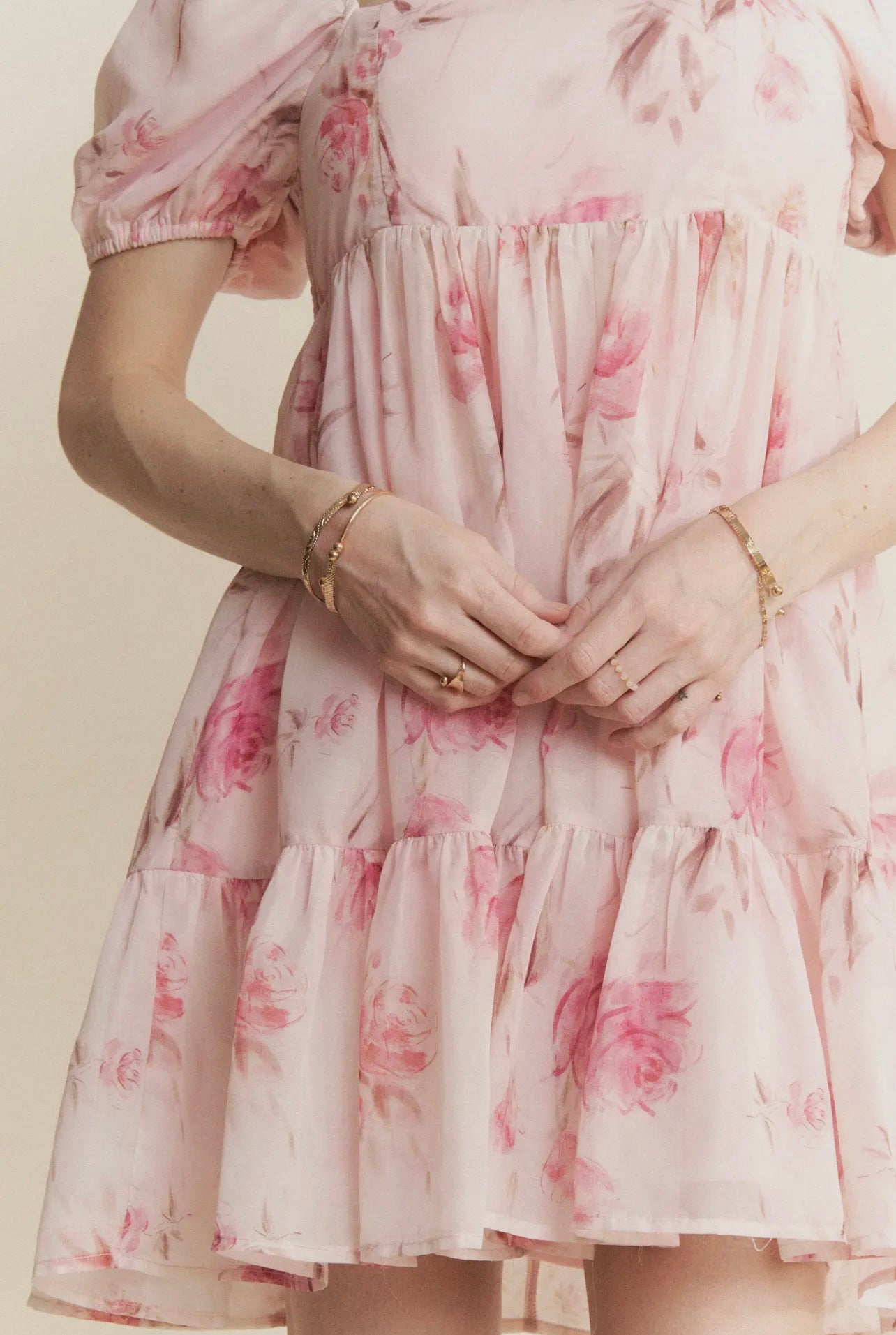 Dani Floral Balloon Sleeved Mini Dress