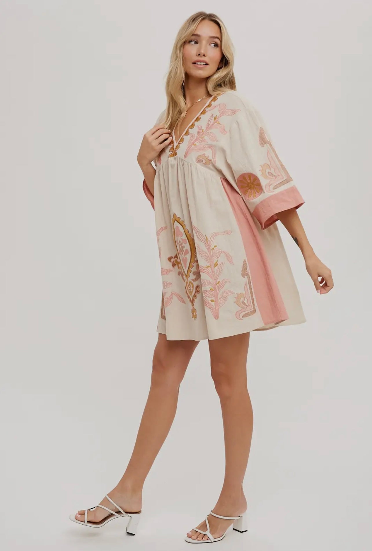 Boho Embroidered Babydoll Dress