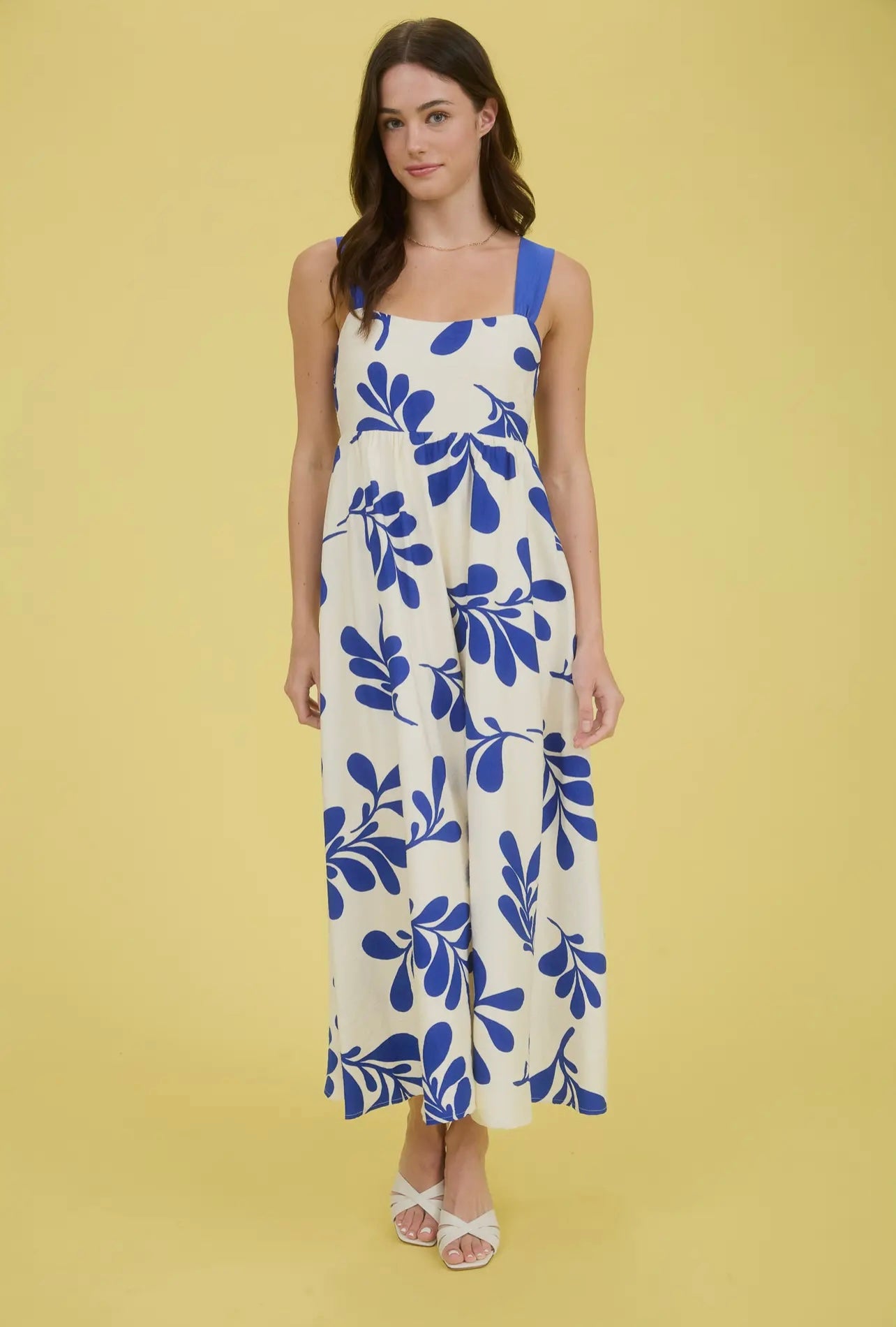 Molly Leaf Print Midi Dress