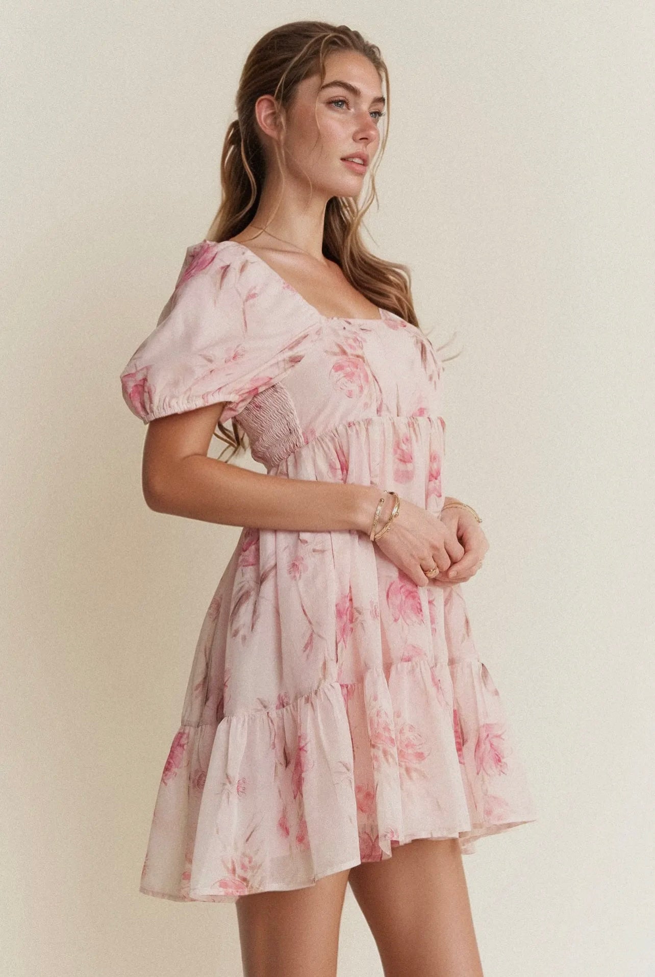 Dani Floral Balloon Sleeved Mini Dress