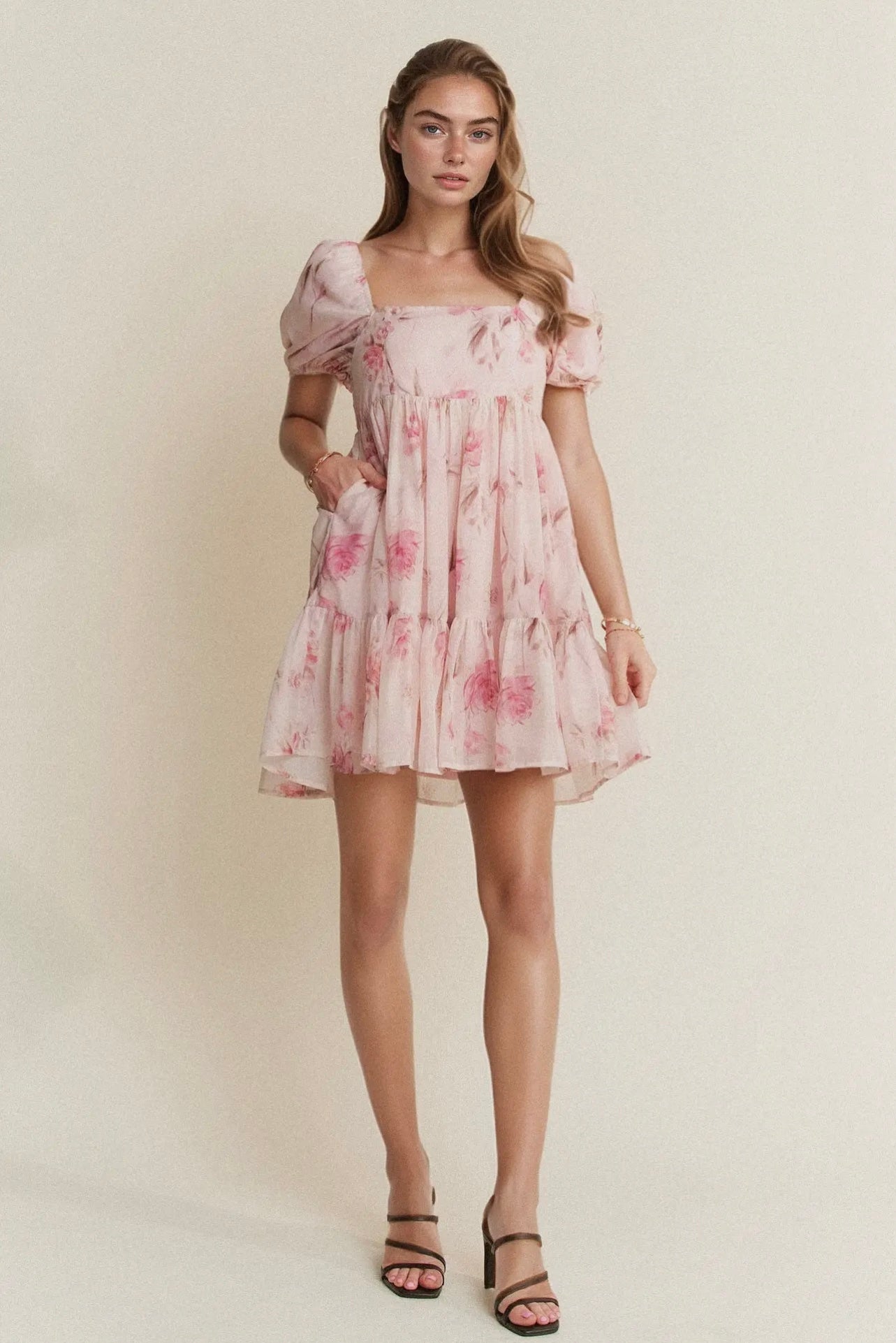 Dani Floral Balloon Sleeved Mini Dress