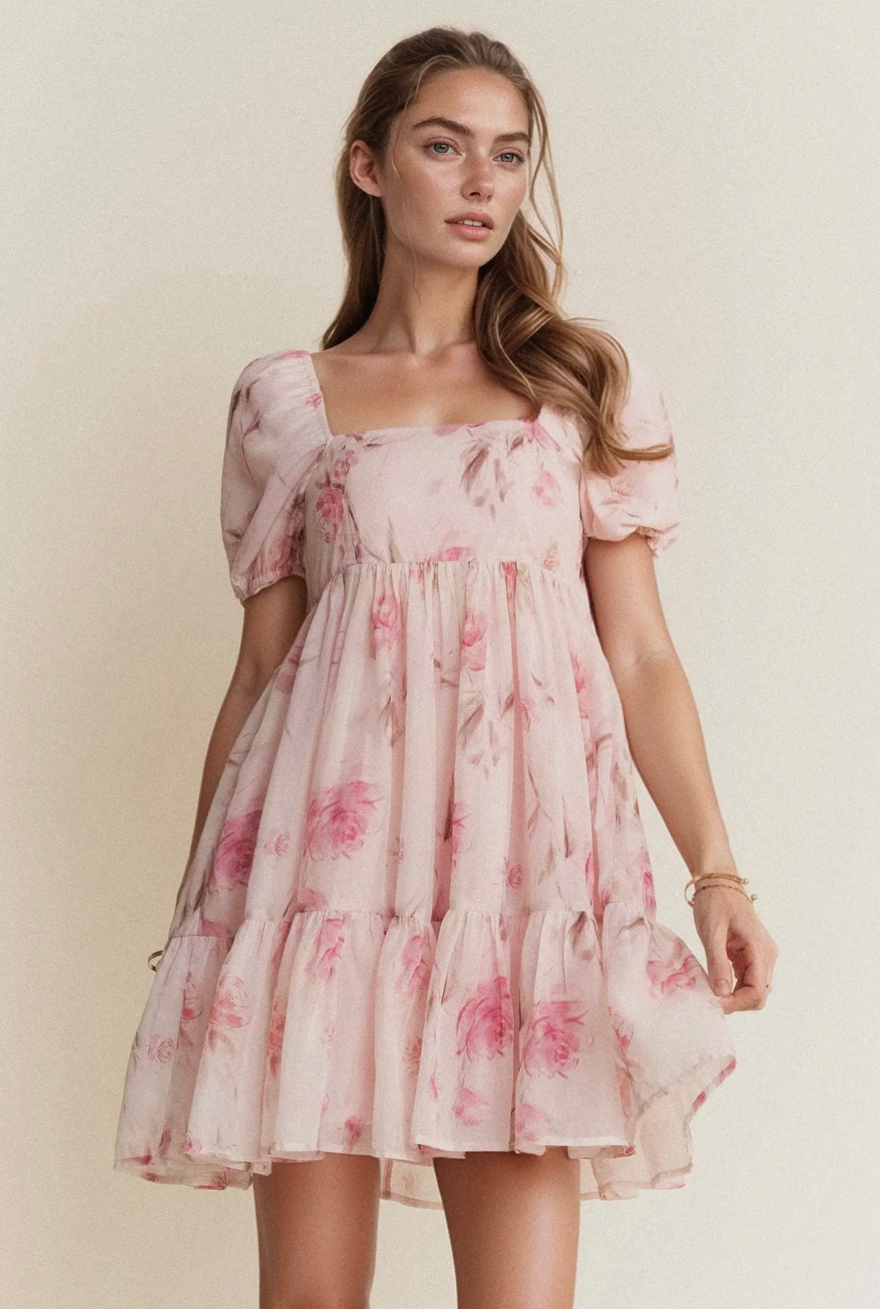 Dani Floral Balloon Sleeved Mini Dress