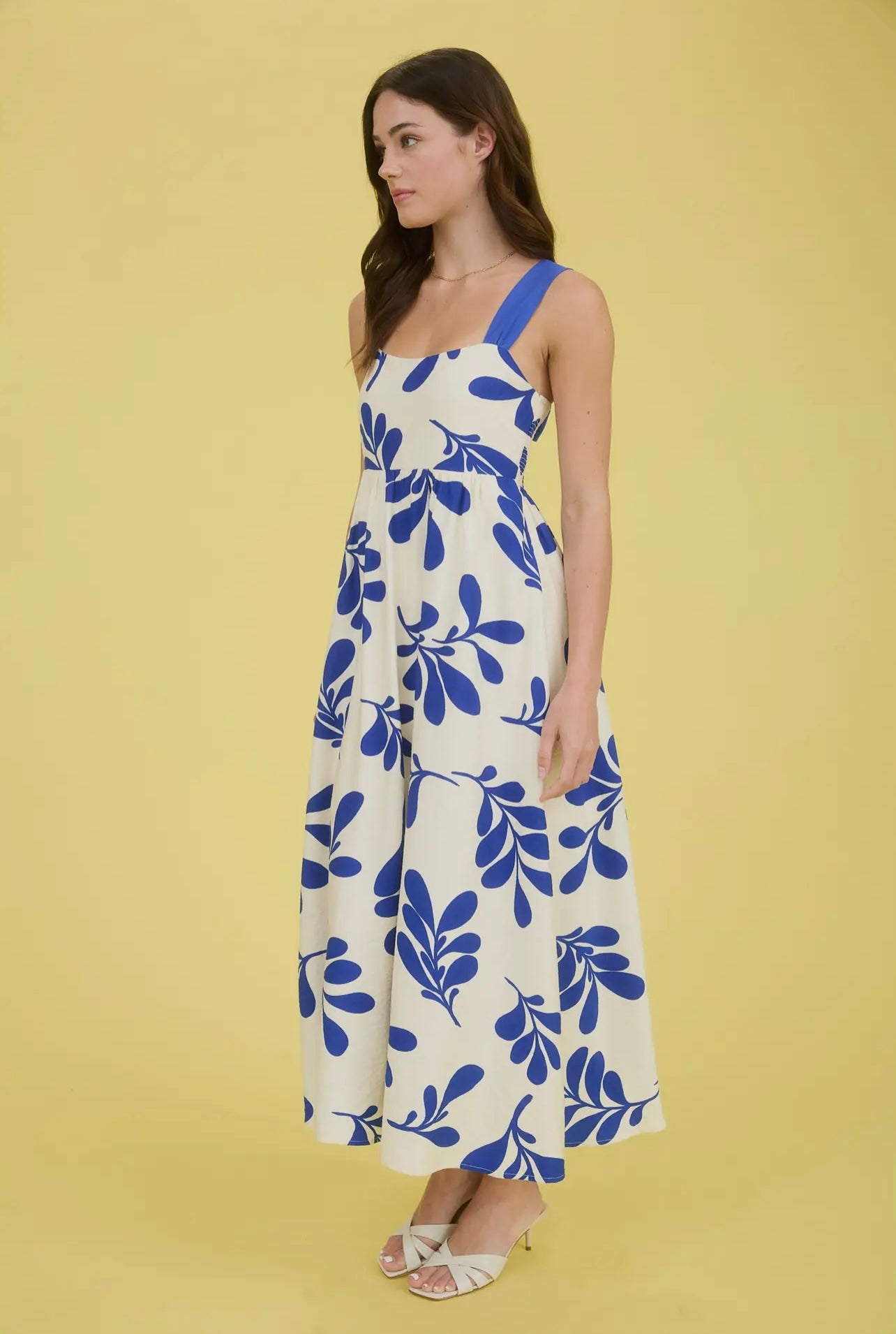 Molly Leaf Print Midi Dress