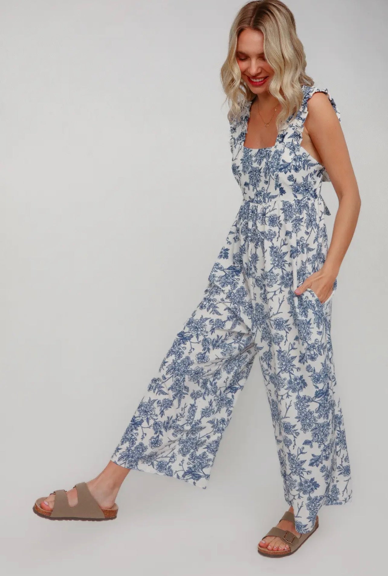 Charlotte Floral Back Bow Jumpsuit