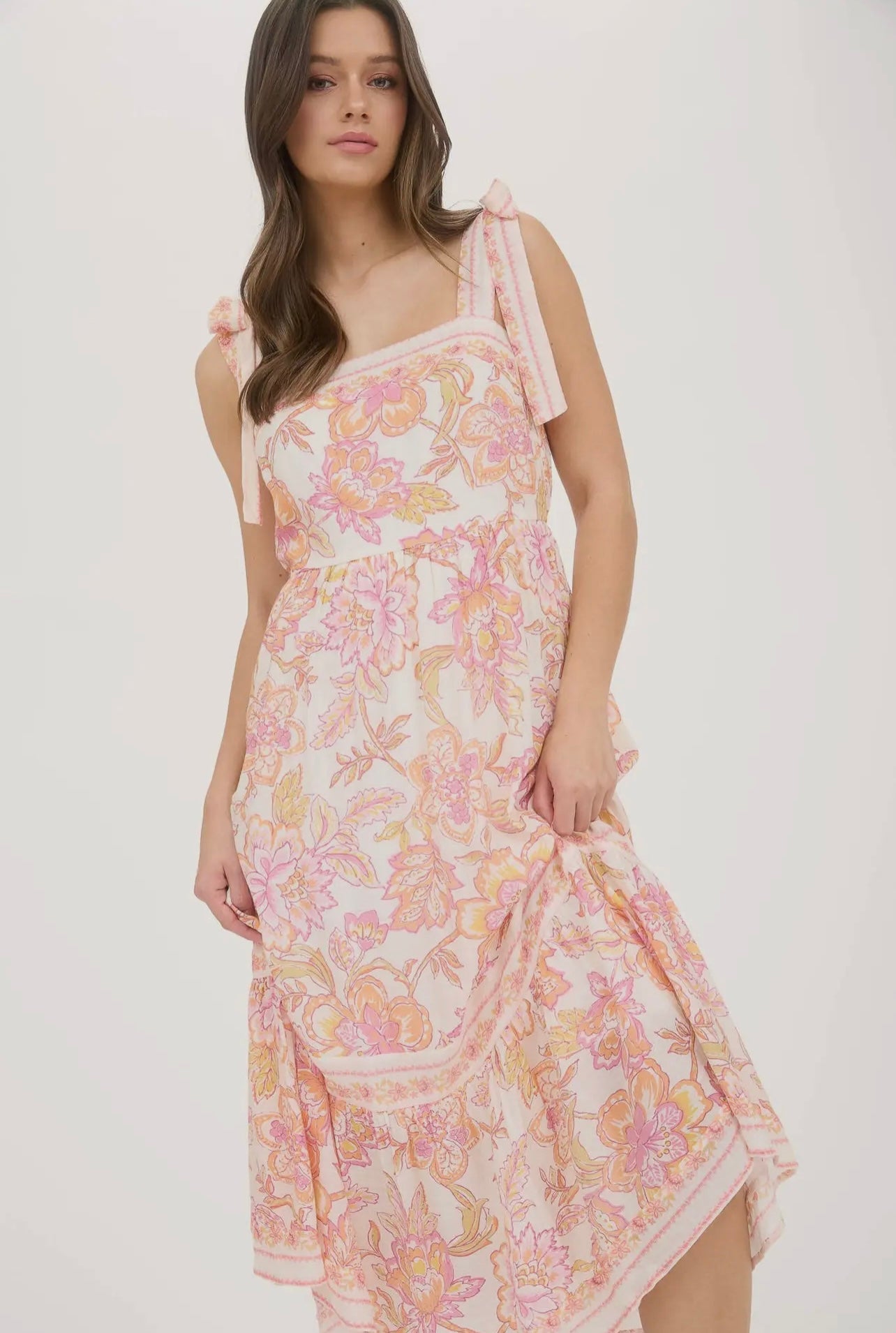 Addyson Floral Trim Midi Dress