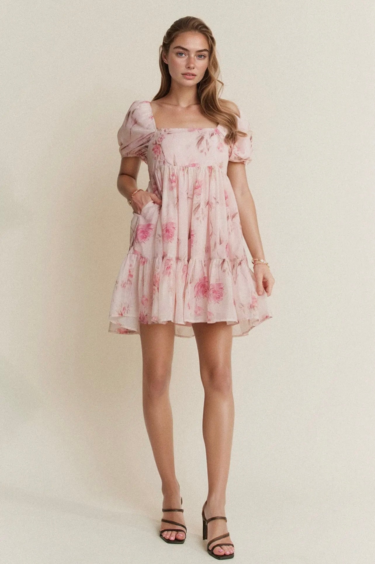 Dani Floral Balloon Sleeved Mini Dress