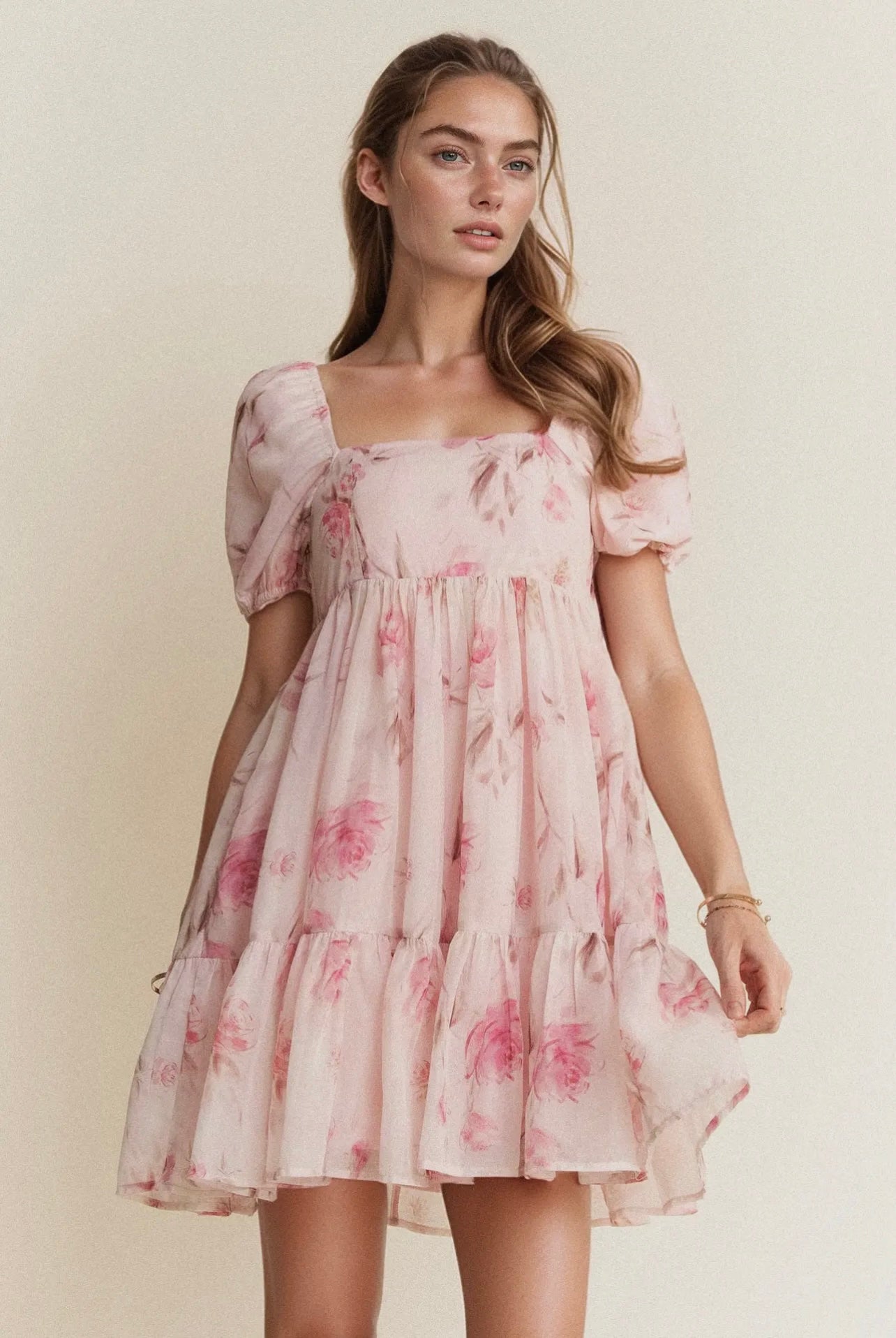 Dani Floral Balloon Sleeved Mini Dress