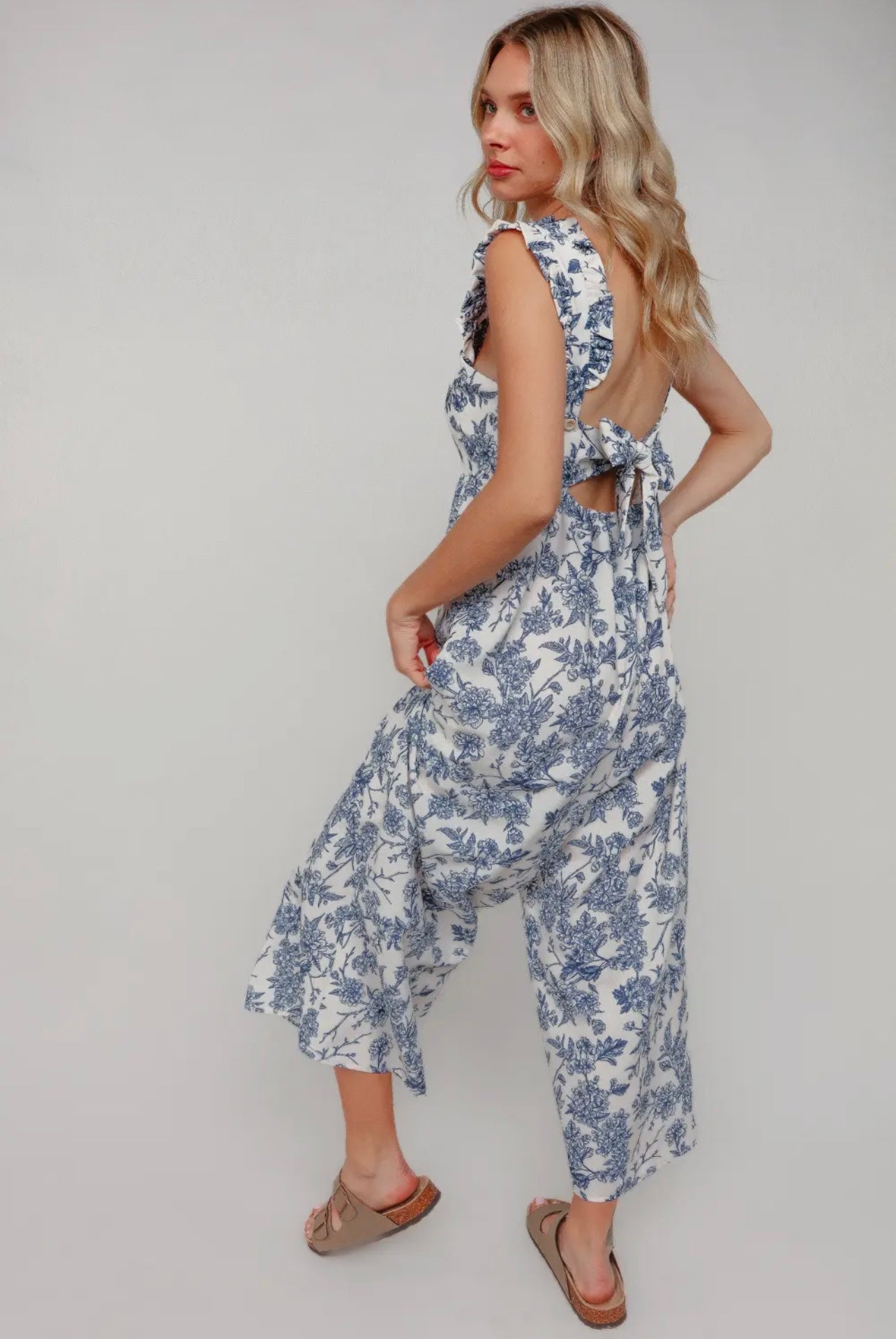 Charlotte Floral Back Bow Jumpsuit