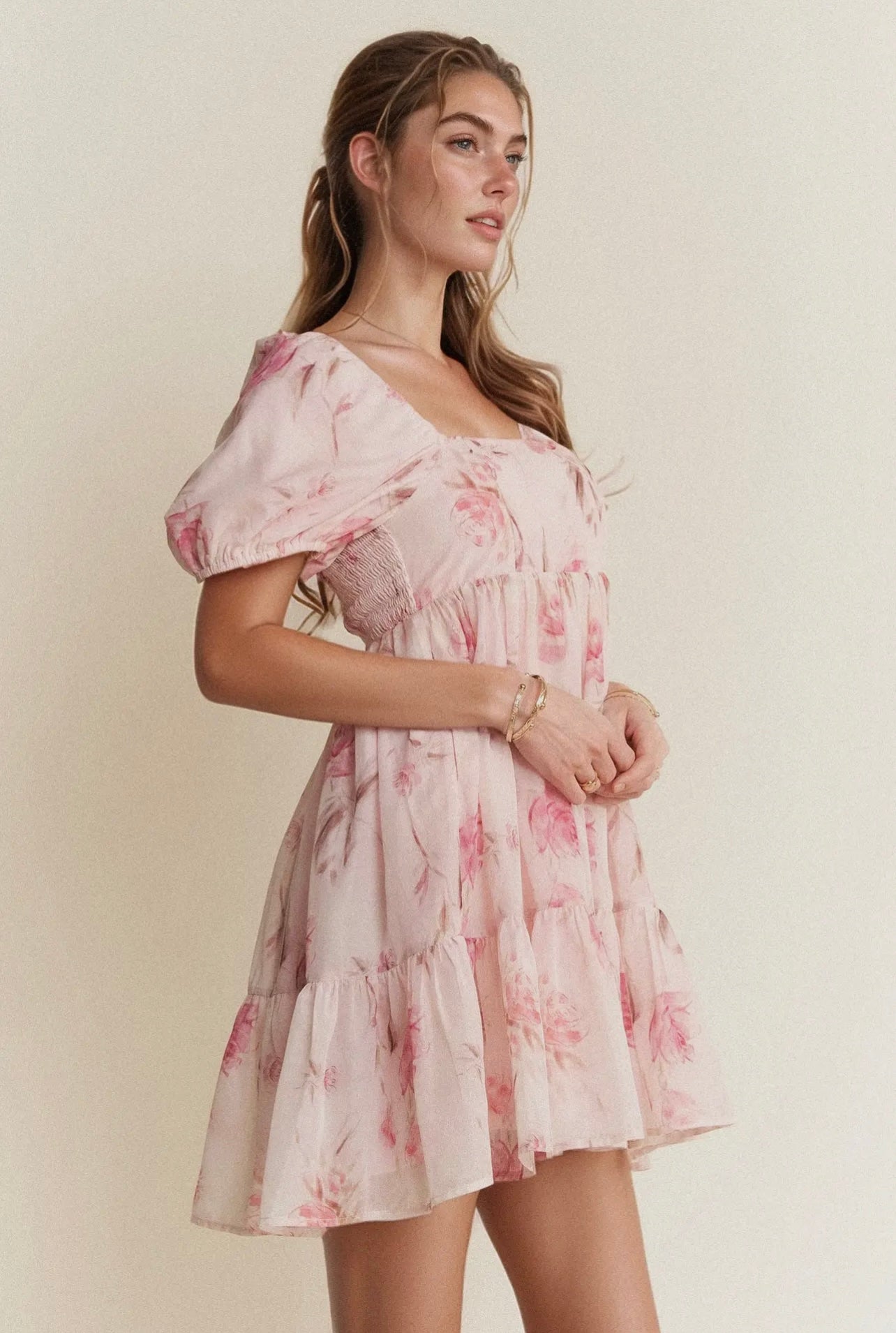 Dani Floral Balloon Sleeved Mini Dress