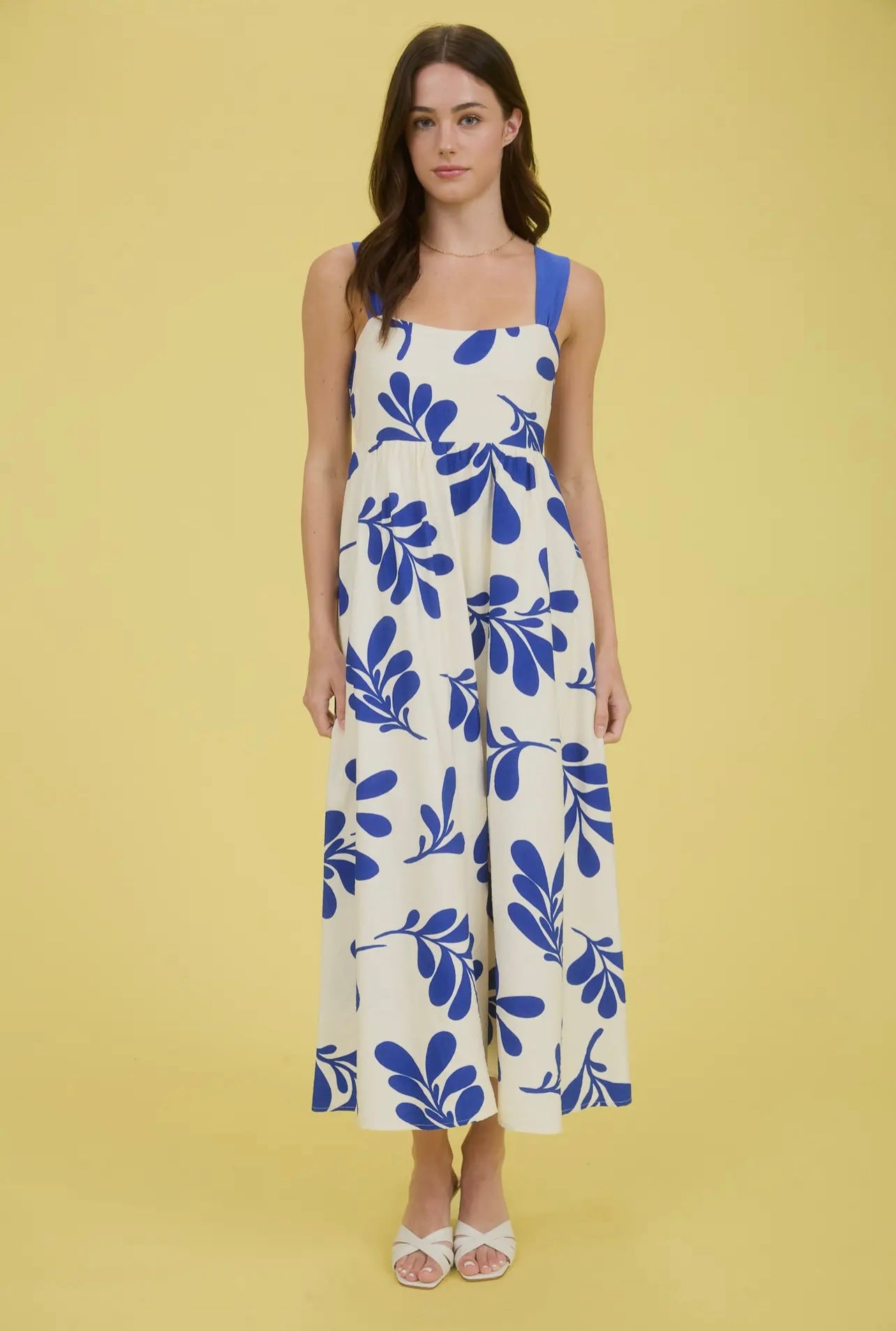 Molly Leaf Print Midi Dress