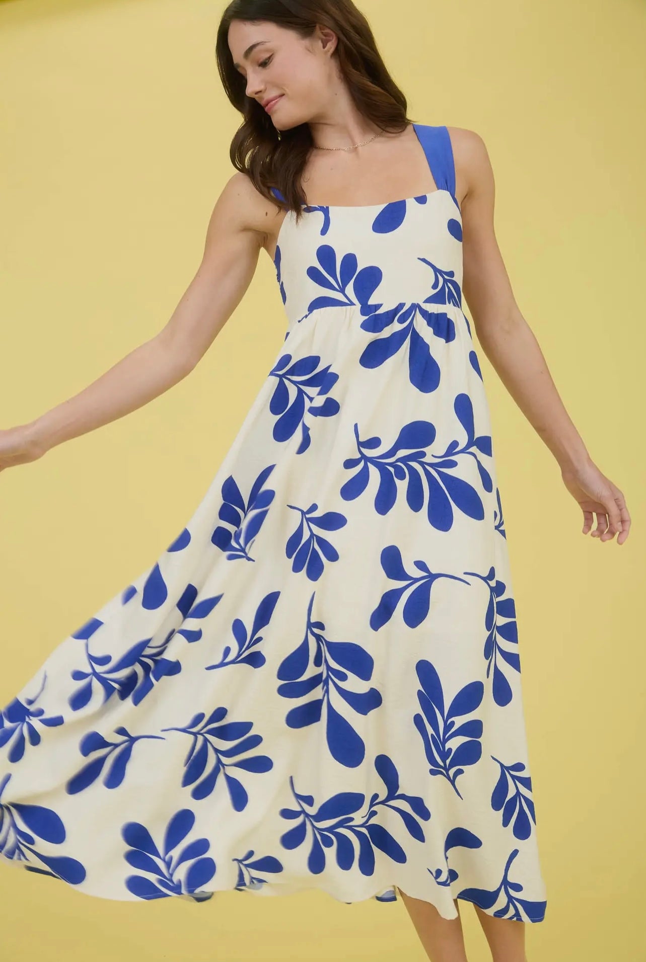Molly Leaf Print Midi Dress