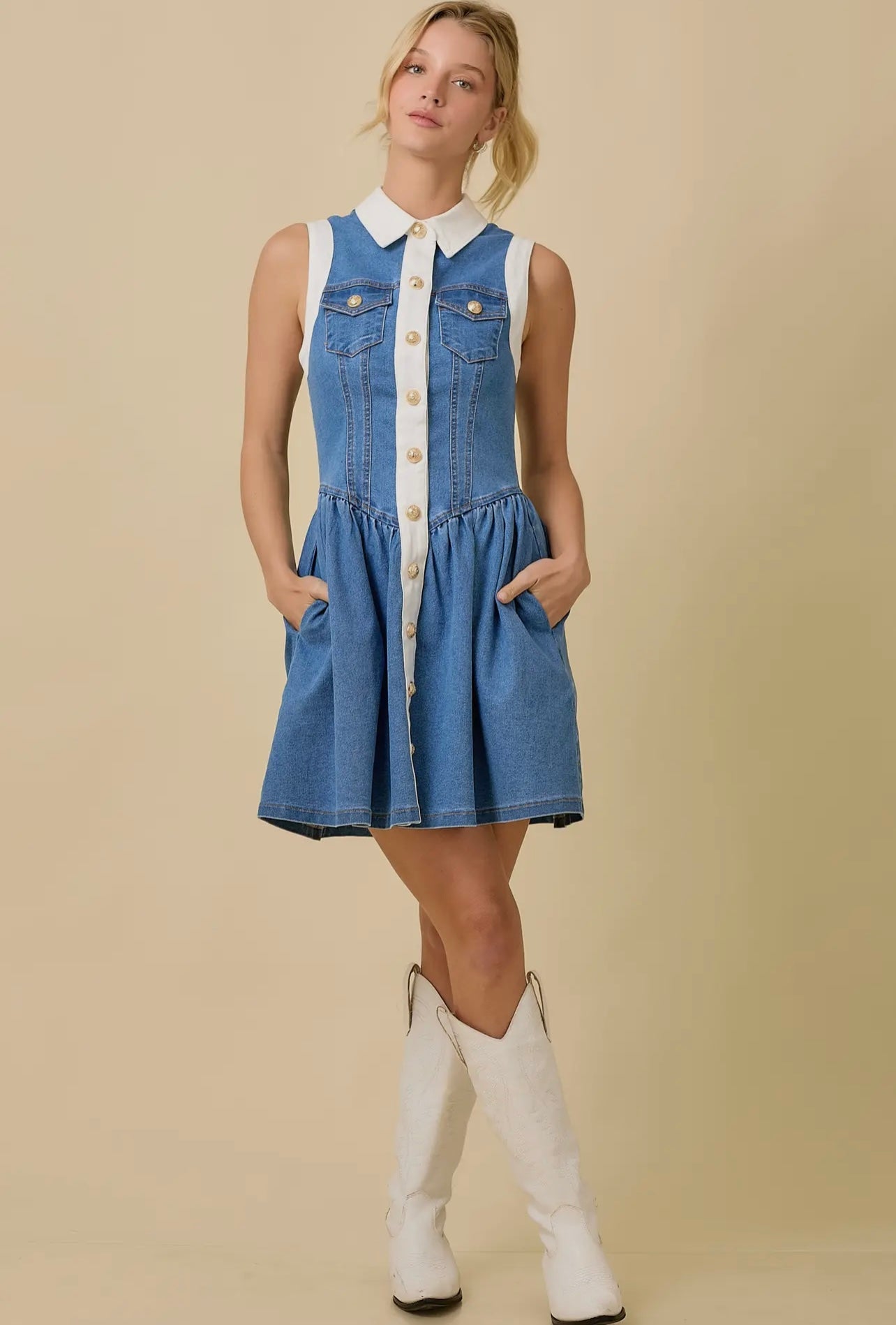 Ruby Denim Collar Mini Dress