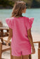 Riley Ruffle Sleeve Textured Top and Short Set (Pink Bonbon)