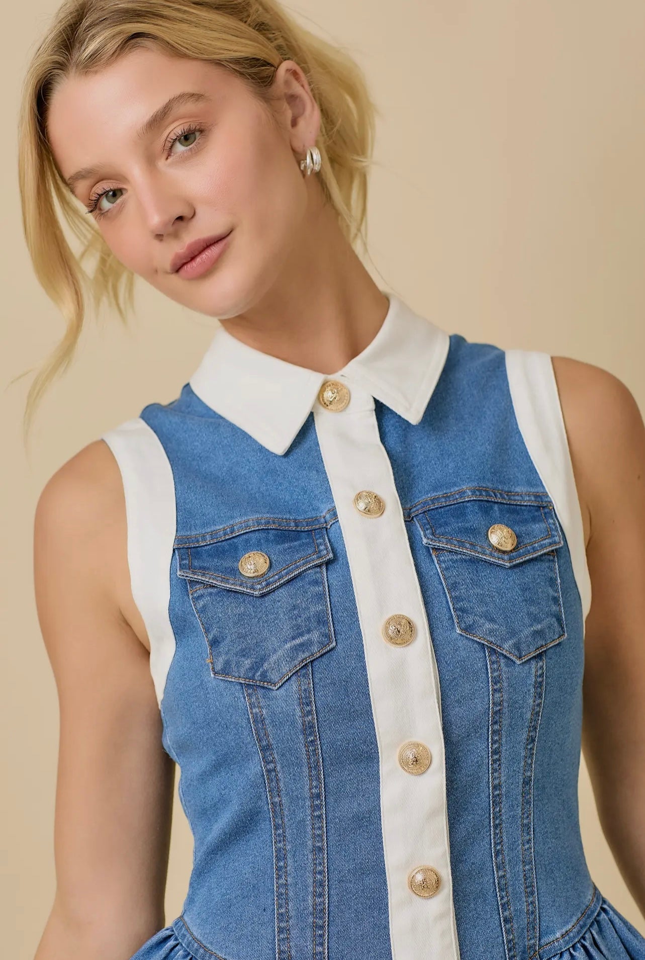 Ruby Denim Collar Mini Dress
