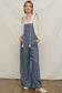 Sara Tie Shoulder Denim Romper
