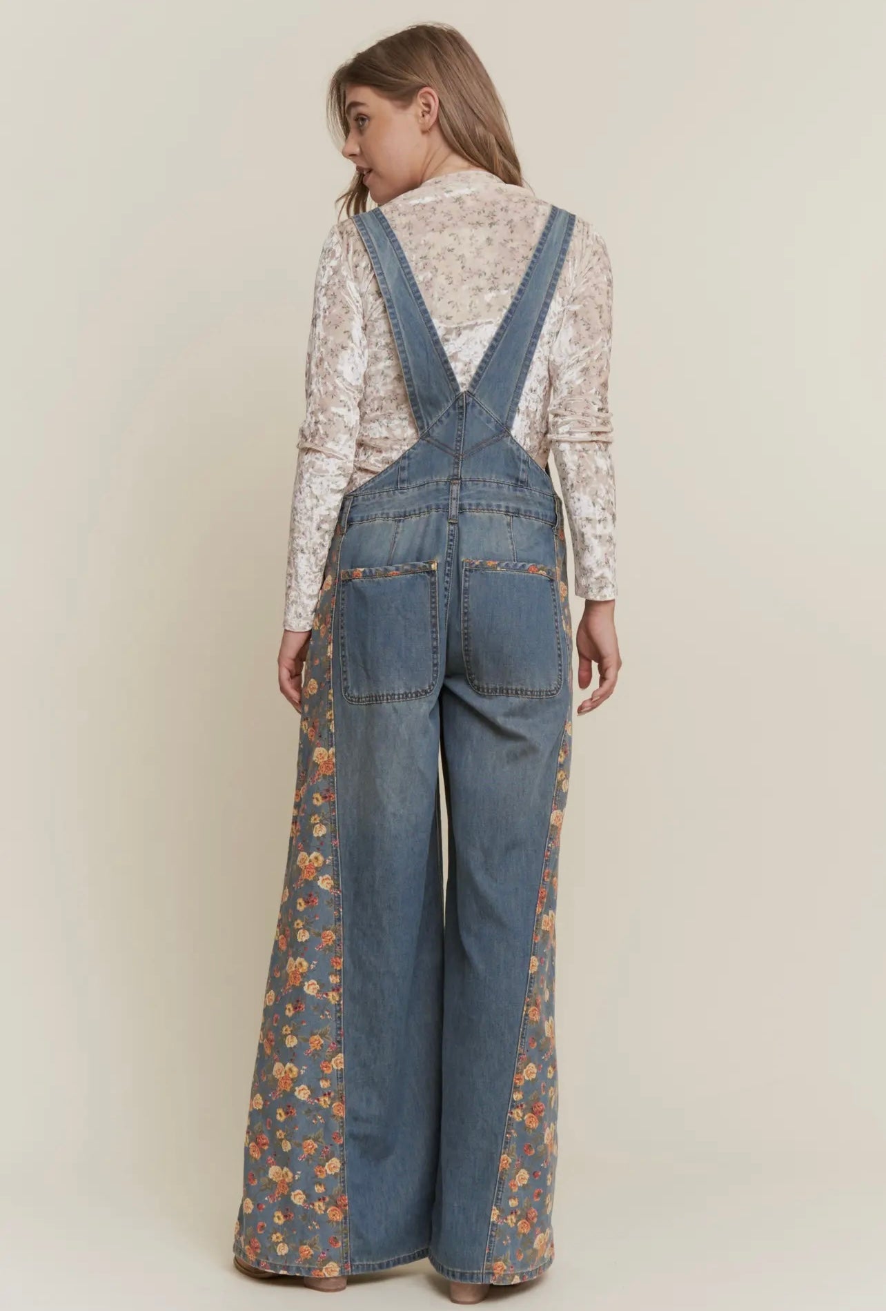 Emma Floral Denim Overalls