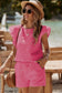 Riley Ruffle Sleeve Textured Top and Short Set (Pink Bonbon)