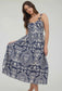Olivia Bow Strap Midi Dress (Navy)